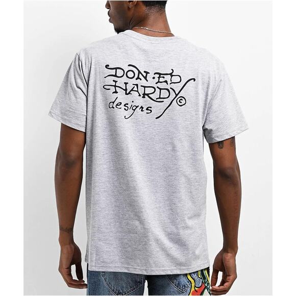 Ed Hardy Men's T-Shirt Rhinestone Battle Skull Eagle Snake Short Sleeve Tee - Picture 6 of 7